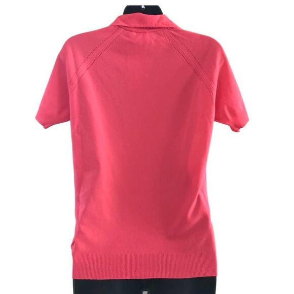 Vintage Pink Short Sleeved Spring Sweater Designers Originals 70s Top Athleisure - Picture 4 of 6